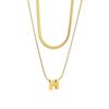 French Light Luxury H Necklace: Double Layer Titanium Steel Snake Bone Chain for Women