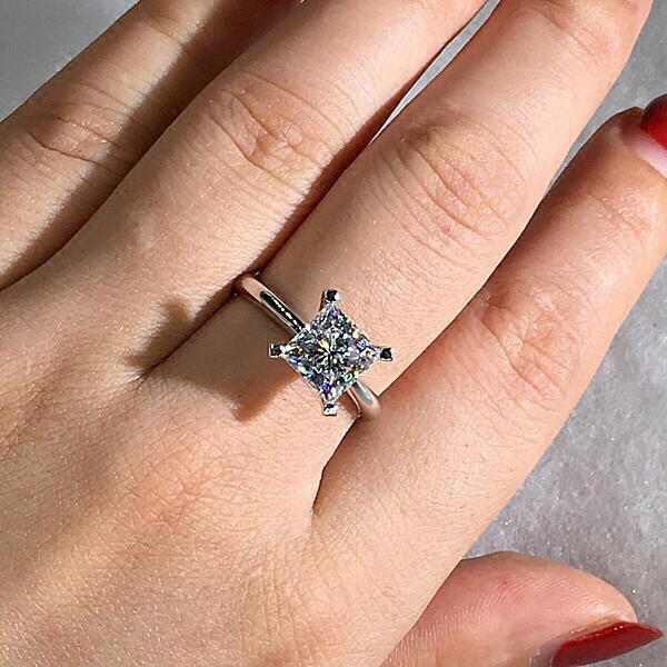 Minimalist Square Zircon Diamond Wedding Ring for Women - Elegant Princess Style Jewelry