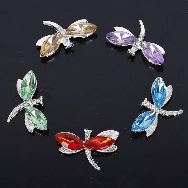 Engood 100Pcs Dragonfly Acryl Rhinestone Buttons Sewing Trim & Embellishments Craft Wedding DIY Buckles Hair Accessories