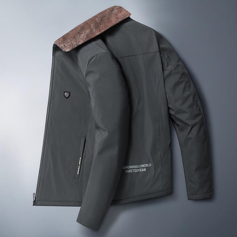Casaco de inverno masculino acolchoado em algodão e veludo, quente, para meia-idade e idosos - ajuste solto, tamanho médio a longo.