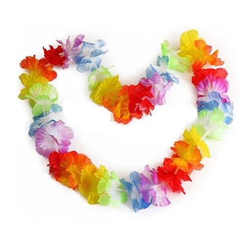 10 Stück Hawaiianische Blumenketten Girlande Halskette Kostümparty Hawaii Strand Spaß