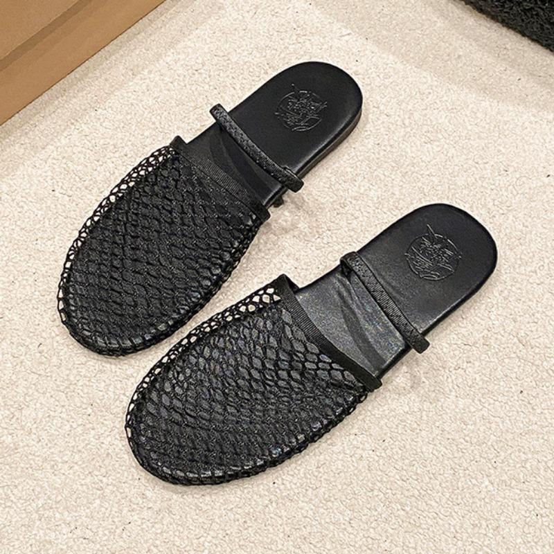 Fashion 2025 Summer Hot Sale Mesh Women’s Closed Toe Slippers Outdoor Breathable Flat with Slippers for Fashion Concise Casual Sandals