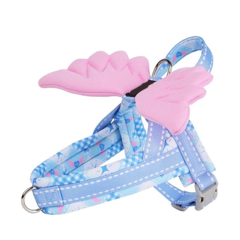 Dog Chest Wrap with Angel Wing for Routine Wear, Printed Web Lines, Side Clip and Back Link Point for Daily Walking Use