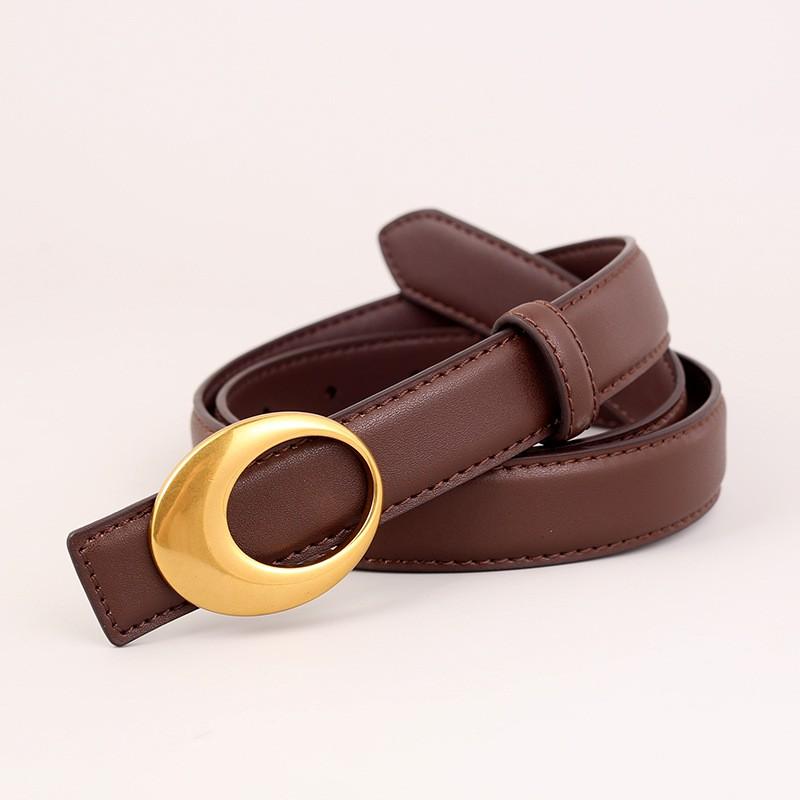 Womens Vintage Leather Belt Gold Buckle Dresses Jeans Fashion Accessory