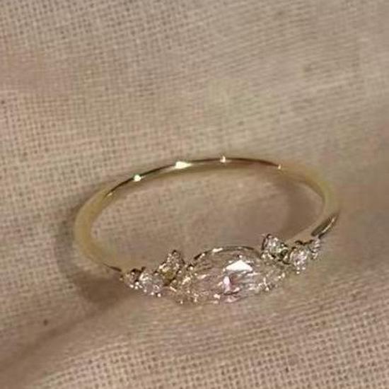 Korean Style Marquise Cut Zirconia Niche Ring - Trendy Light Luxury Accessory