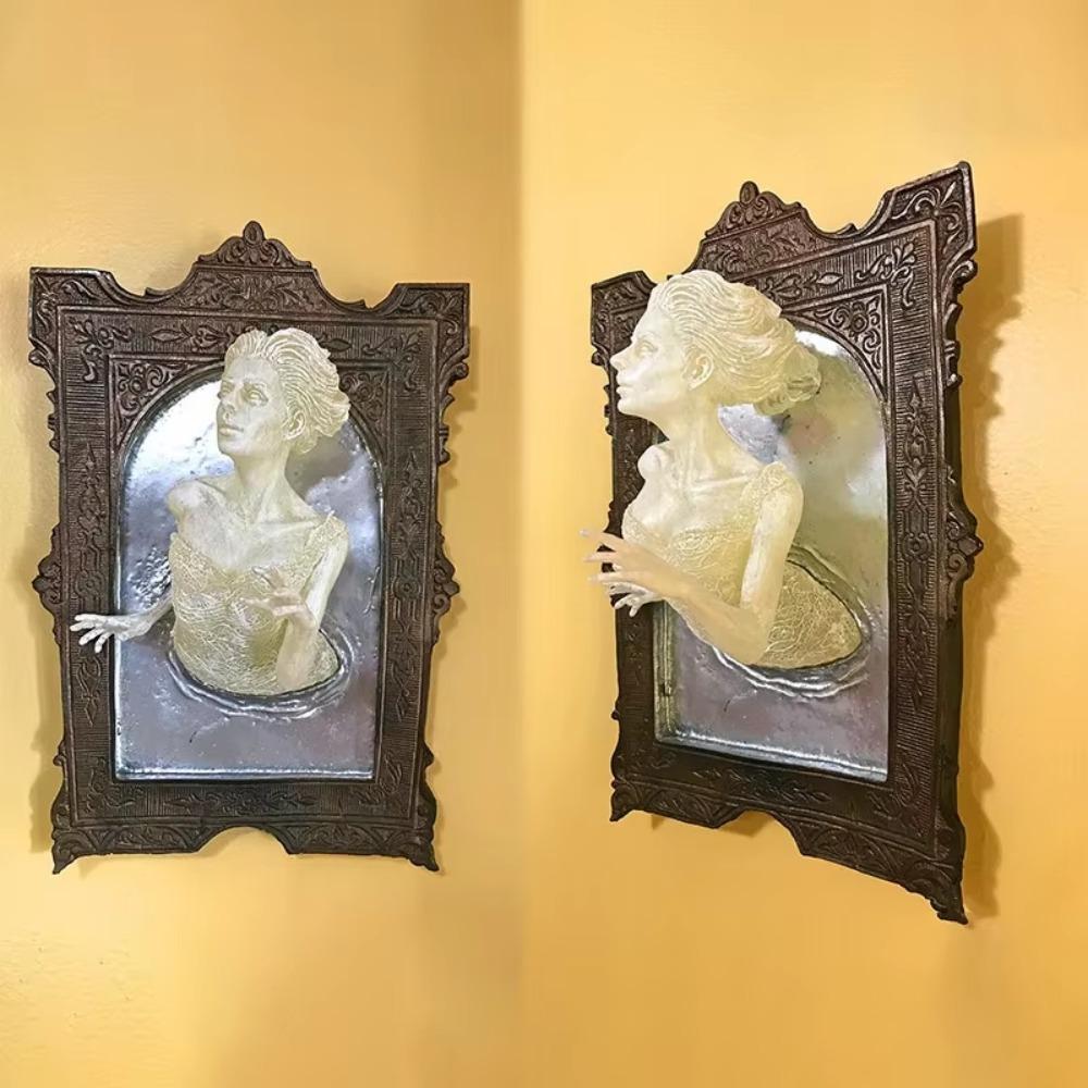 3D Halloween Decor Glow in The Dark Halloween Statue Halloween Ghost in The Mirror  Bar Home Decor