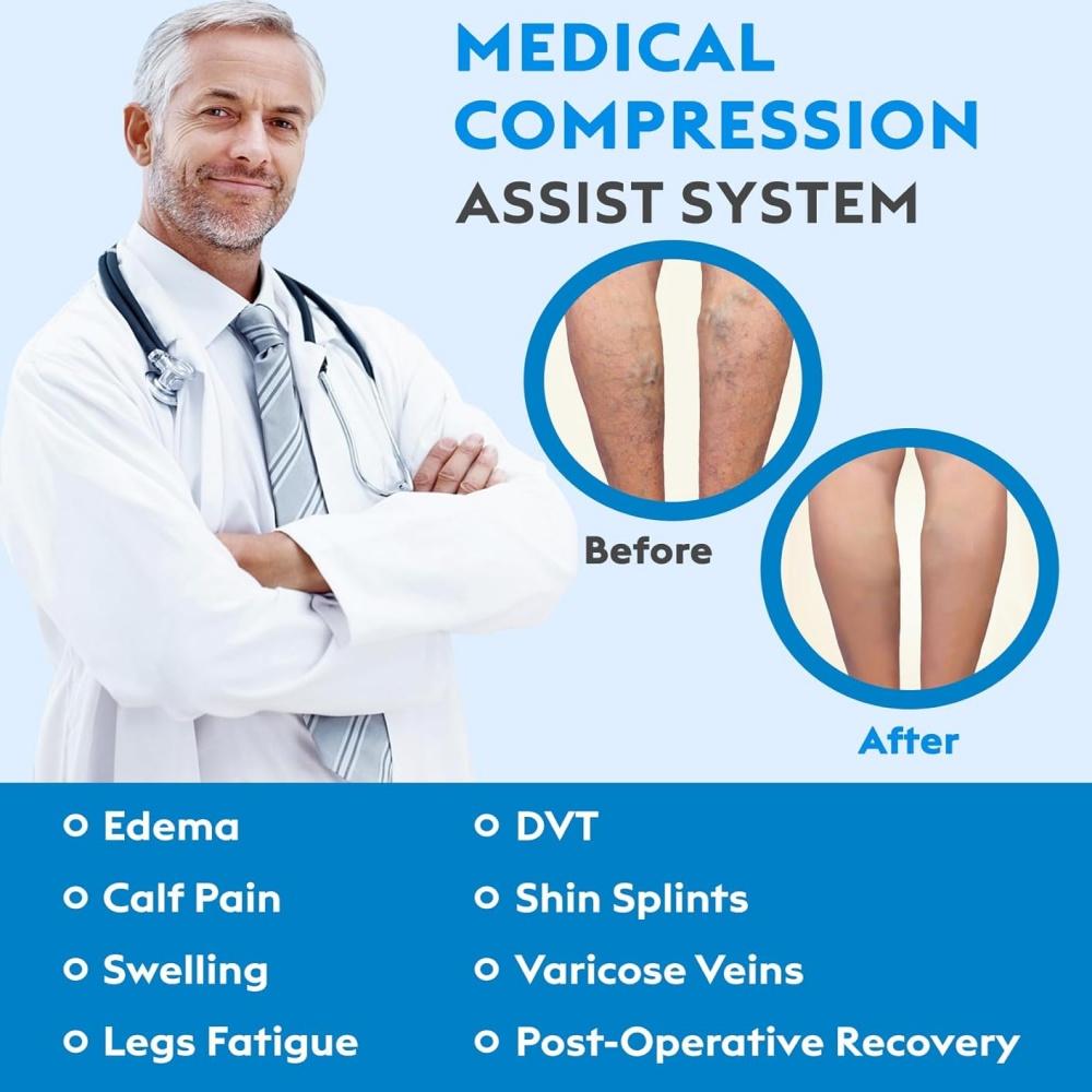 1 Pair 20-30 Mmhg Open Toe Calf Compression Stocking For Men Women Support Varicose Veins Edema Dvt Pregnancy Relief