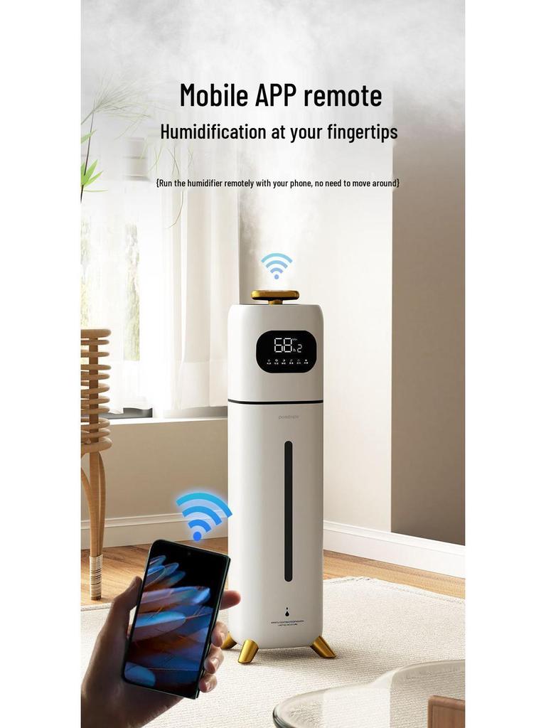 Silent Floor-Standing Home Air Humidifier with Large Mist, Sterilization, and Easy Water Refill for Bedrooms and Nurseries