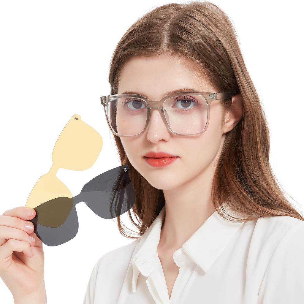 OCCI CHIARI Magnetic Blue Light Blocking Glasses with Polarized and Night Vision Large Frame Design for Suitable for Outdoor and Nighttime Stylish and