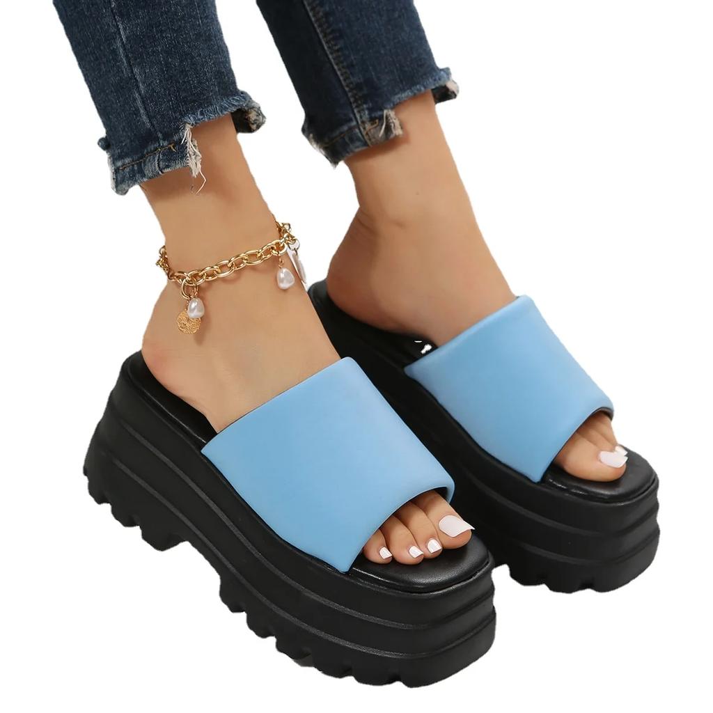 Papuci pentru femei Flip-flops Moda de vară pentru femei cu toc pană Pantofi pentru femei cu platformă înaltă Sandale în aer liber Plus dimensiune 35-43