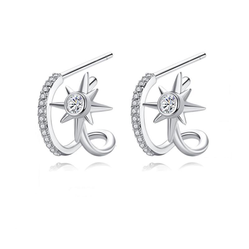 New 925 Sterling Silver AAA Zircon Stud Earrings For Women Fashion Exquisite Student Girlfriend Jewelry Accessories Heart GiftGood Product