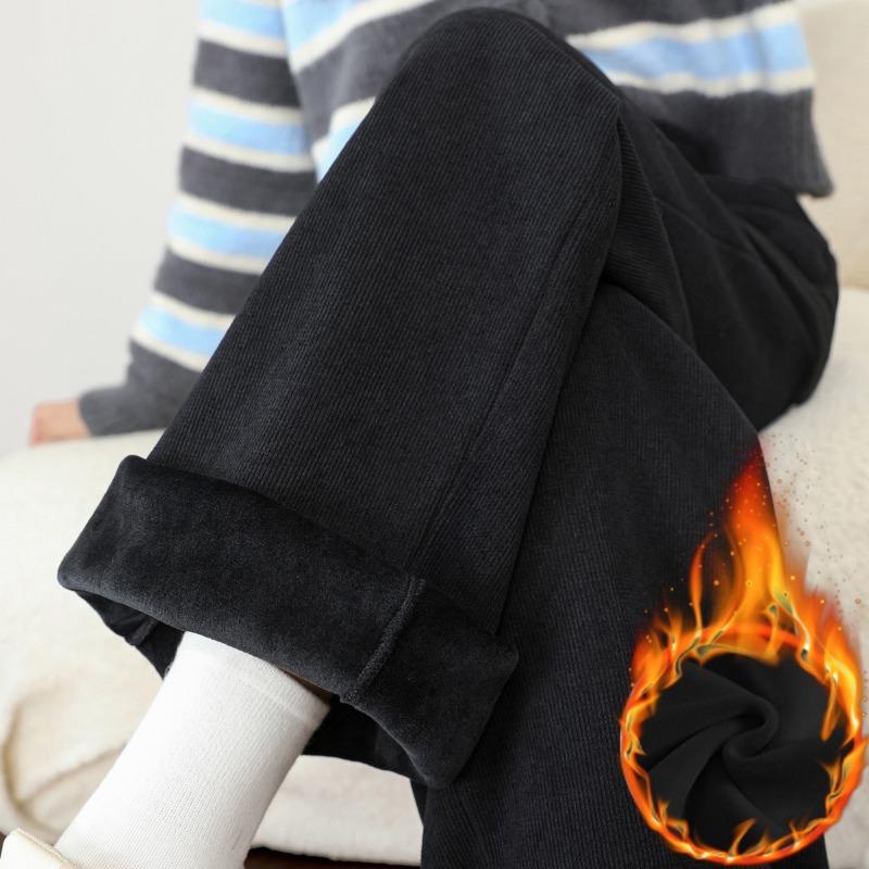 Black velvet wide-leg pants women's autumn and winter new drape casual small chenille narrow straight-leg pants