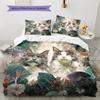 Maine Coon and Flowers Pattern Bedding Home Decoration Birthday Gift (1 * Duvet Cover + 2 * Pillowcase, Without Core)
