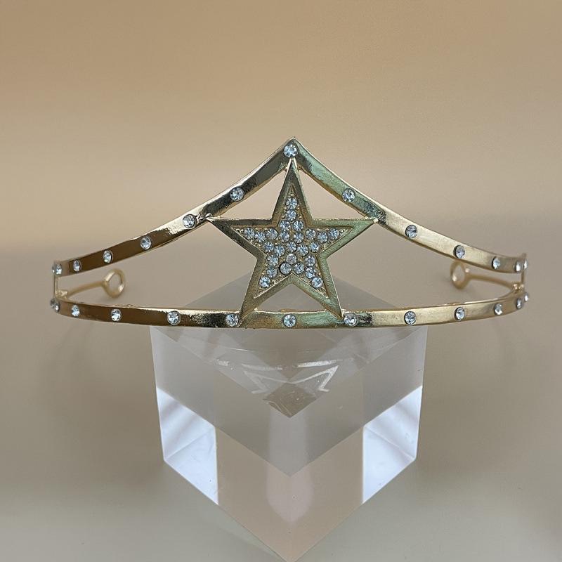 Европейский и американский стиль Золотой сплав Стразы Корона-диадема на день рождения (Издание 2025 г.) золотистый