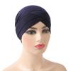 H117 Forehead Criss Cross Muslim Turban Pure Color Stretch Inner Hijabs For Caps Ready To Wear Women Head Scarf Under Bonnet
