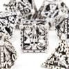 7 Pcs Silver Hand Skull Head Metal Dice Hollow Metal Polyhedral Dice Set Suitable for Role-Playing RPG  Board Game Card Game