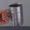 Heat-resistant Stainless Steel Camping Mug Folding Handle Portable Outdoor Drinking Cup  RV Party