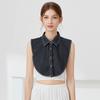 Black Lapel Half Shirt Detachable Adjustable Neckline Elegant Denim Fake Collar  Women