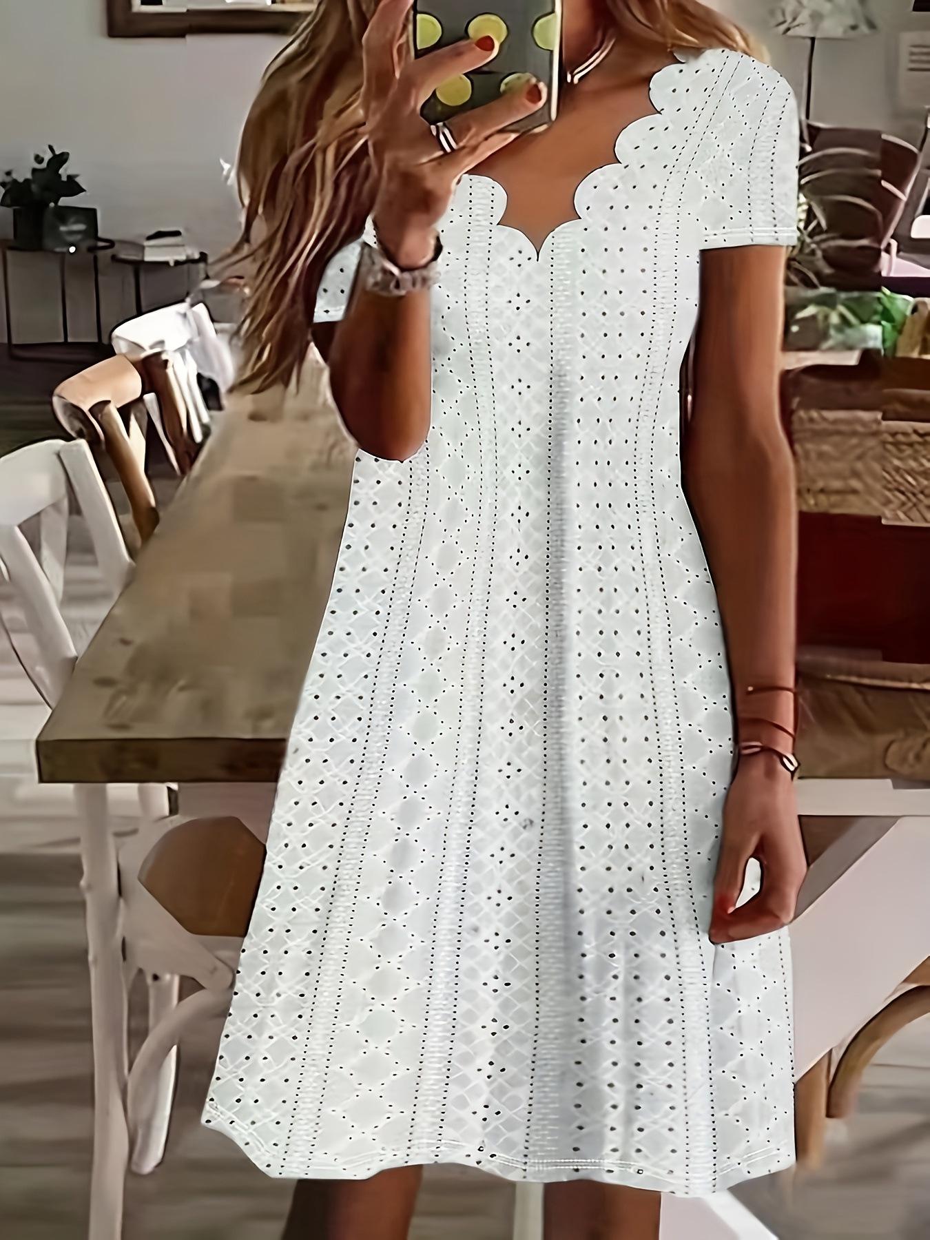 

Spring 2026 European and American Fashion: Casual Loose Round Neck Jacquard Hollow Short Sleeve Top XL білий