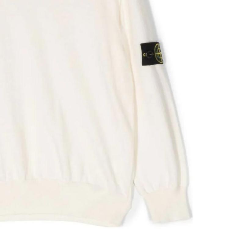 Stone Island Sweatshirt Kids Ss23 Solid Color Logo Patch Crew Neck Beige Kids sweatshirt 7816501A4-V0099