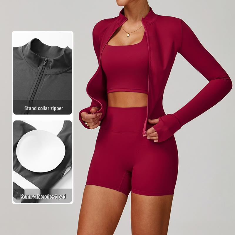 Women's Zipper Long Sleeve Yoga and Fitness Set - Autumn/Winter Slim Fit Sportswear