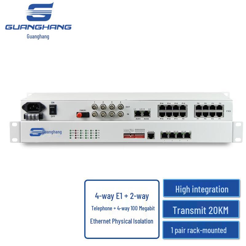 Guanghang Integrated Multi-Service Optical Transceiver FC Single-Mode Dual-Fiber 20KM