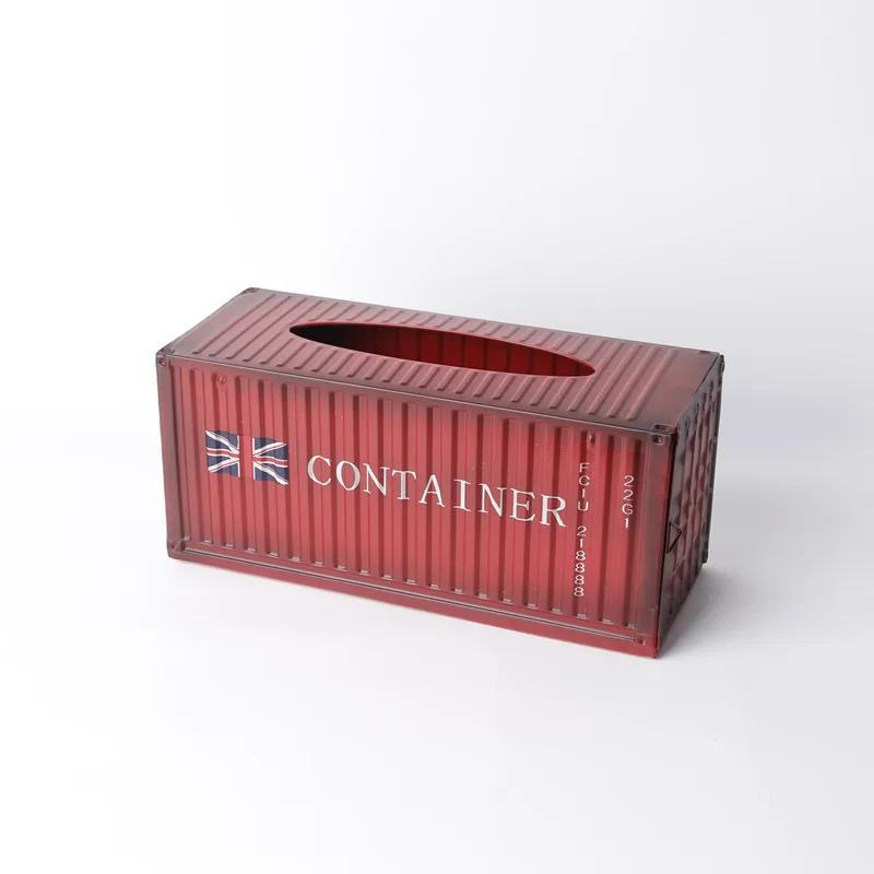 Retro Kreatives Containerdesign Eisen Taschentuchbox Zuhause Auto Serviettenpapierbehälter Metall Papierhandtuch Aufbewahrungskoffer Heimdeko