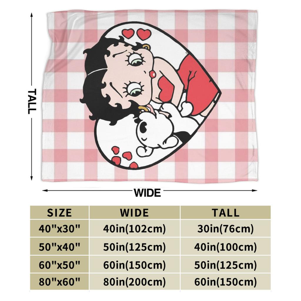 B-Bettys Boops Throw Blanket for Couch  Soft Fuzzy Plush Blanket 50x60 Inch Multi-size Bedspread for All Seasons