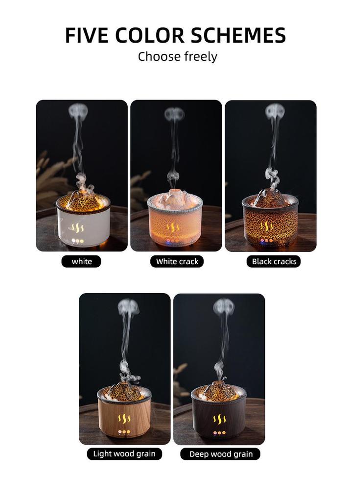 Large Capacity Volcano Bubble Ring Aroma Diffuser Humidifier with Crackle Design for Home Use