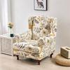 Stretch Wing Chair Cover Floral Prints Wing Armchair Slipcovers Single Relax Sloping Back Sofa Protector with Cushion Covers