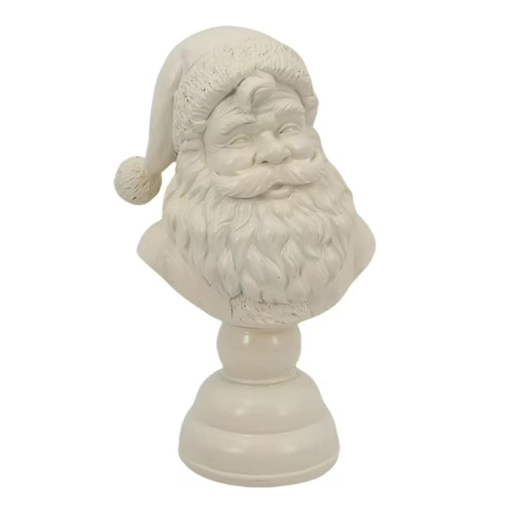 Santa Claus Head Statue Resin Figurine Christmas Figurines Santa Bust Christmas Tabletop Ornament Xmas Decor