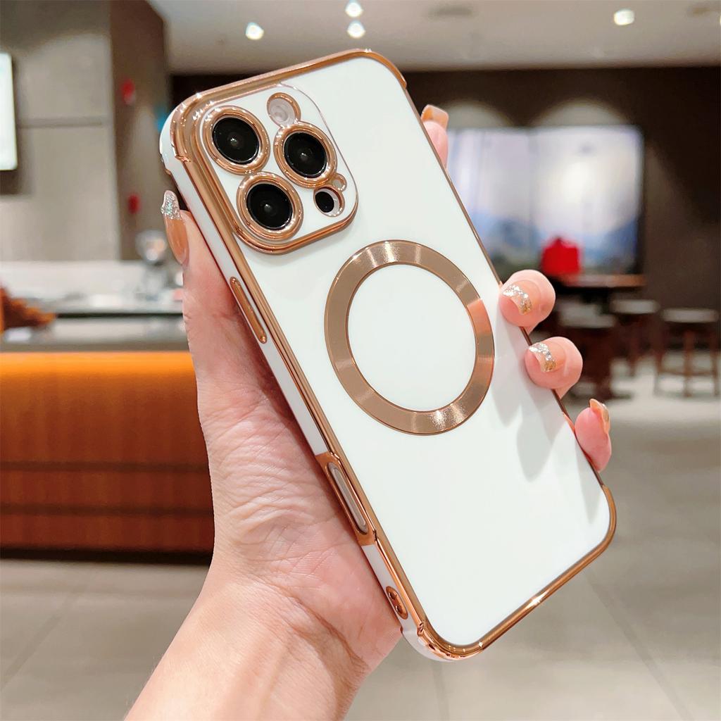 For iPhone 16 Pro Max Case Compatible with MagSafe Electroplating TPU Phone Cover