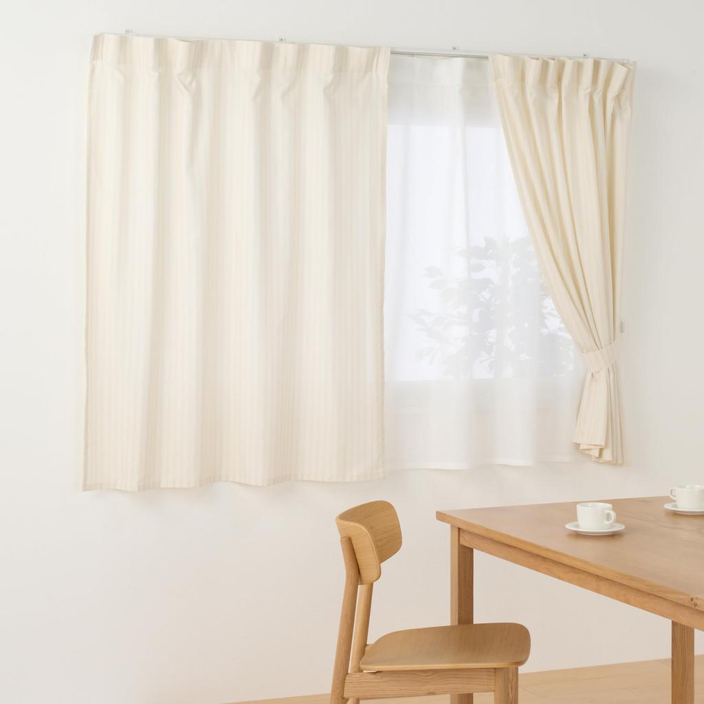MUJI Recycled Polyester Curtains Yellow Stripes Width 100 X Length 135cm 84835599 Non-Pleated