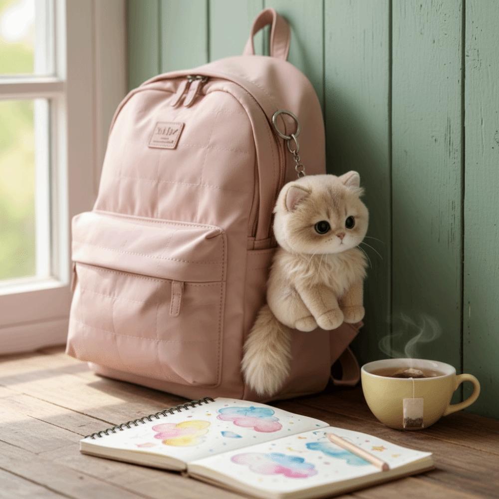 Simulazione Gatto Gatto Bambola di Peluche Animale di Peluche Morbido Fascino Gatto di Peluche Ciondolo per Borsa Decorazione per Borsa