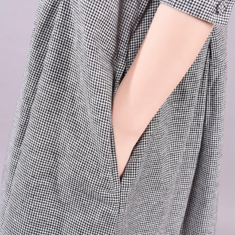 Literary Loose Plus-size Women's Long Thin Plaid Dress