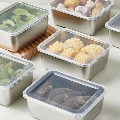 Stainless Steel Plate With Lid Food Grade Thickened Food Storage Containers Baking Dish For Oven Kitchen Cooking Tools