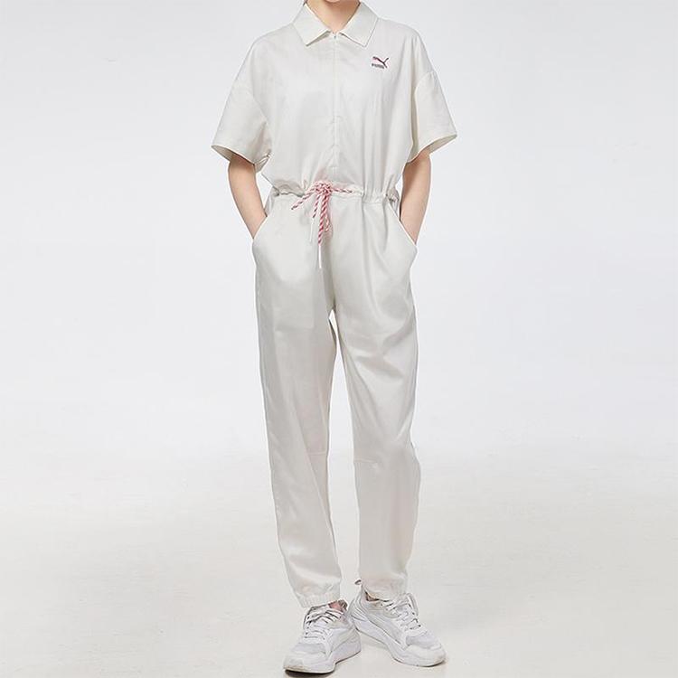 Puma Running Training Fitness Sports Casual Short Sleeve Jumpsuit Women jumpsuit White 533729-55