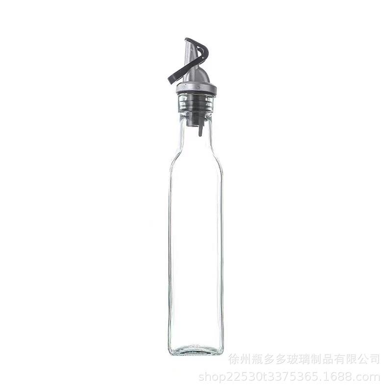 Leak-Proof Glass Oil and Vinegar Bottle Set - Square Olive Oil & Soy Sauce Dispenser