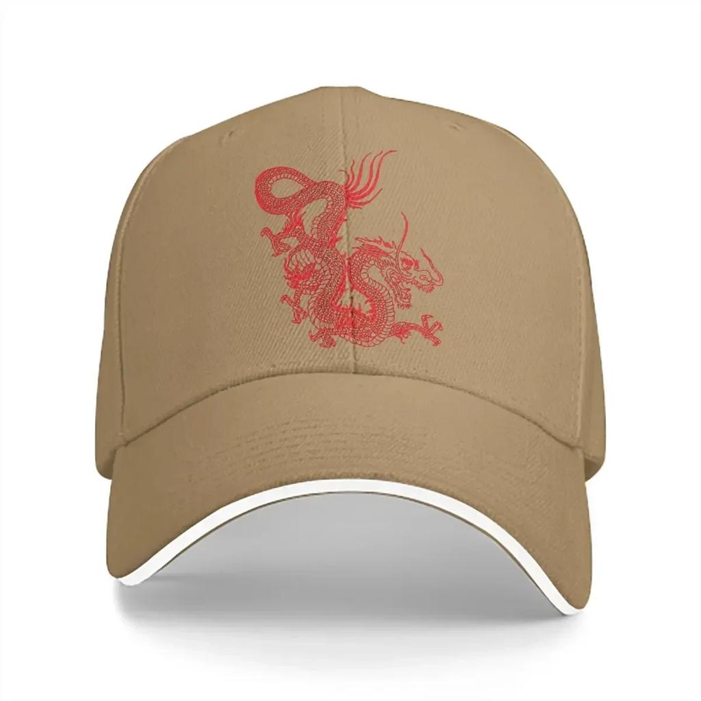 Summer Cap Sun Visor Red Chinese Dragon Hip Hop Dragon Design Peaked Hats
