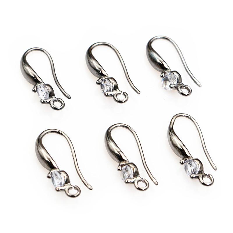10pcs 18x8mm with Zircon Earring Hooks Wires Brass Material DIY Jewelry Making Accessories Handmade Earrings Findings
