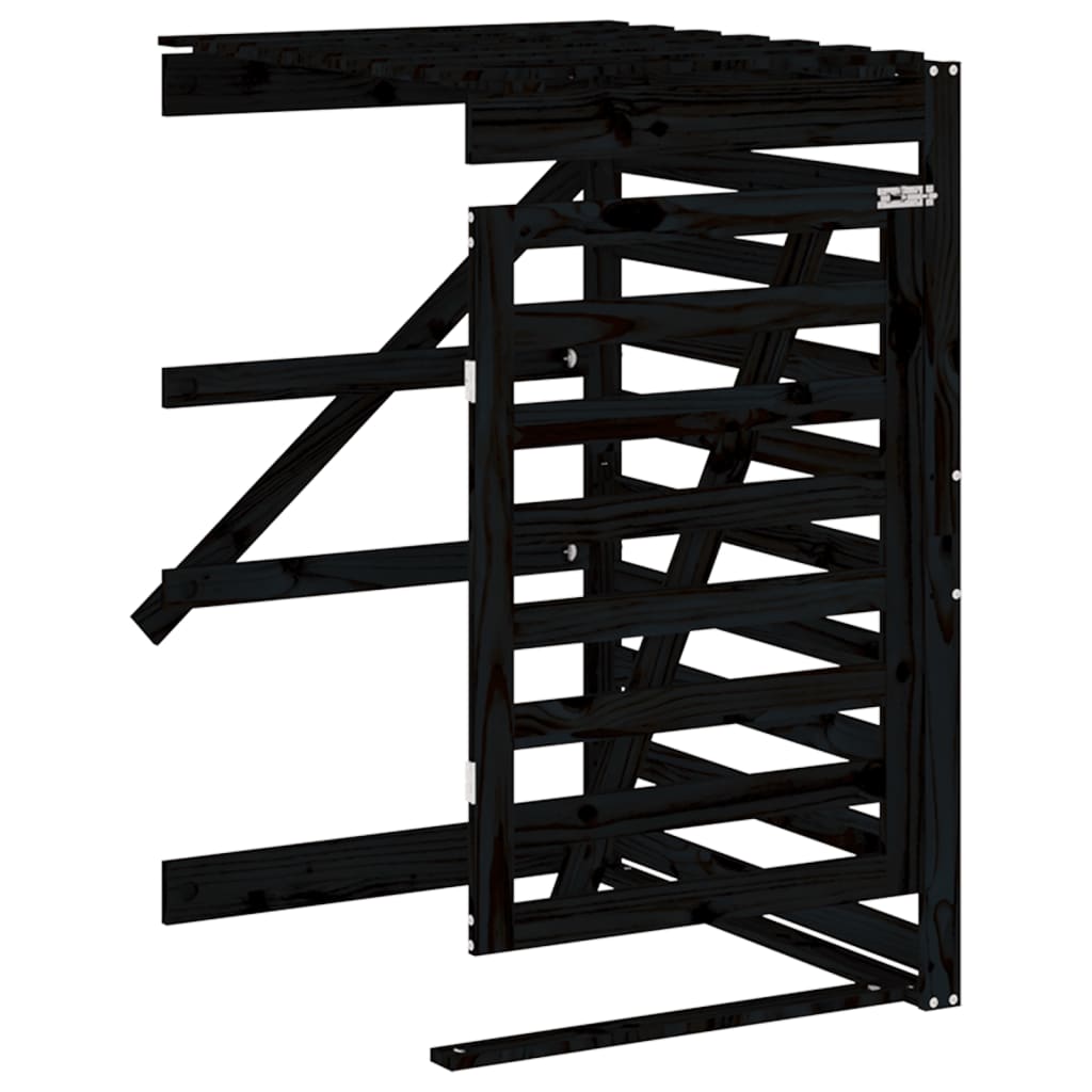 3 Ton Waste Bin Enclosure in Black Solid Pine Wood