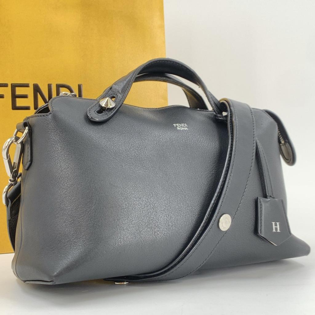 FENDI BY THE WAY 2way Handbag Shoulder Mini Boston Bag Leather Black 8BL124 Auth