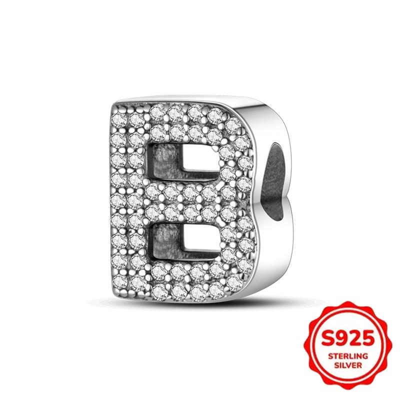 Trendy Fashion Classic 26 Alphabet Letters Charm Bead Components Bead Components Authentic Original Retro Zircon Copper Metal Designed For Women