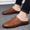 Summer  Men's Flat Bottomed Loafers Soft Soled Comfortable Slippers Lightweight Retro Brown Men's Casual Shoes