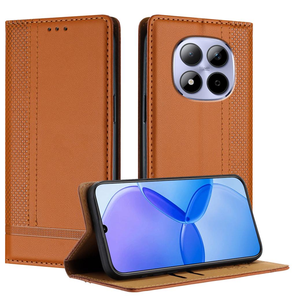 Pro Xiaomi Redmi Note 15 Pro 5G (Globální) Pouzdro ve tvaru L s mřížkovaným vzorem, kožené, s podpěrou a přihrádkami na karty