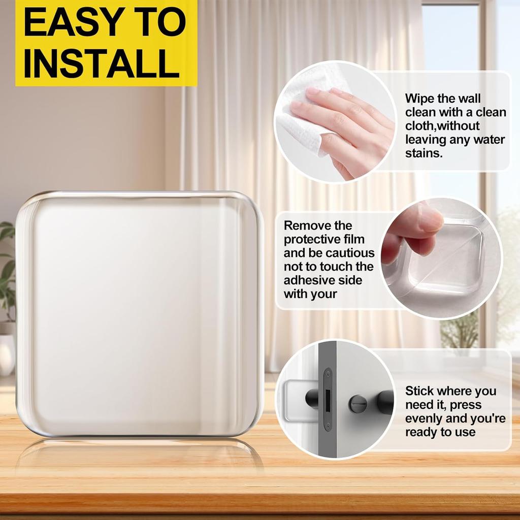 Door Stoppers Wall Protector, 8 PCS Silicone Door Knob Wall Protector with Strong Self-Adhesive Backing, Upgraded Thickened Reble Door Bumper - Ideal