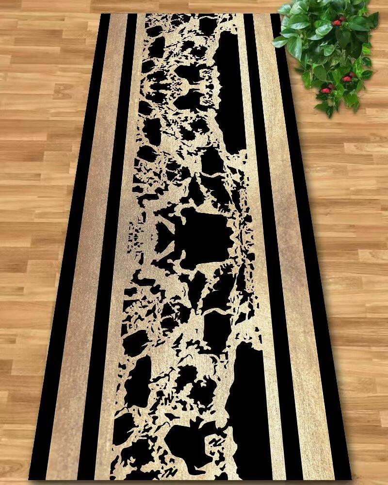 European Luxury Long Corridor Carpet Luxurious Golden Stair Carpet Runner Washable Non-slip Villa Hall Passageway Carpets Custom
