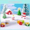 Festive Resin Cartoon Christmas Miniatures Snowman Tree Santa House Decorations