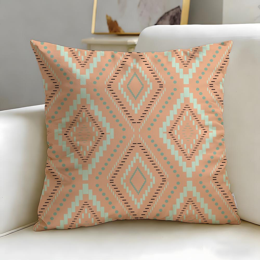 Classic Pattern Native Fabric Pattern Cushion Cover Soft & Easy-Wash Pillow Case – Versatile for Couch, Bed, Travel and Office