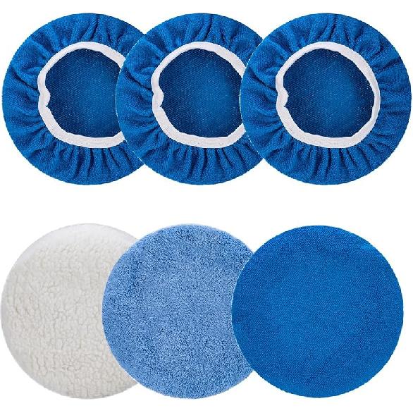 THINKWORK 10 Pcs Car Polishing Pad - 10 Inch Buffing Pad, Microfiber Wax Applicator Pad, Wool, Coral Fleece